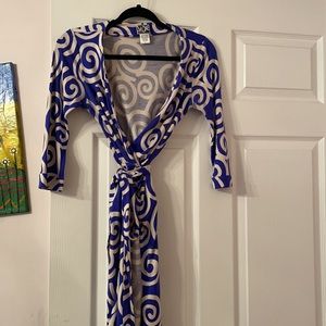 DVF Blue swirl classic wrap dress